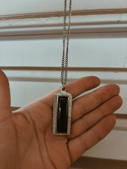 Black Onyx and Silver Necklace