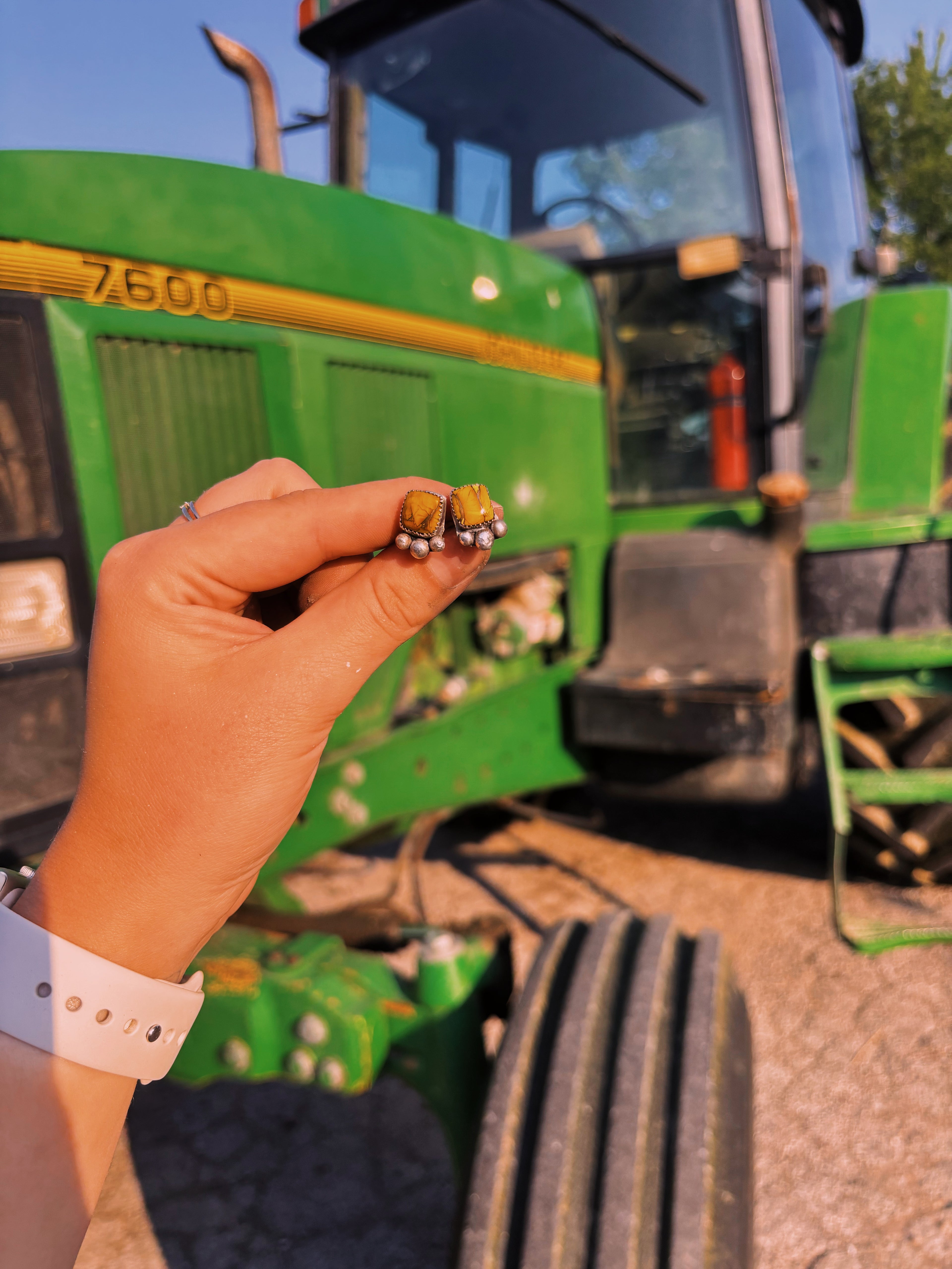 Bumblebee Jasper Square Earrings