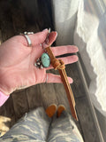 Stone and leather bag charm